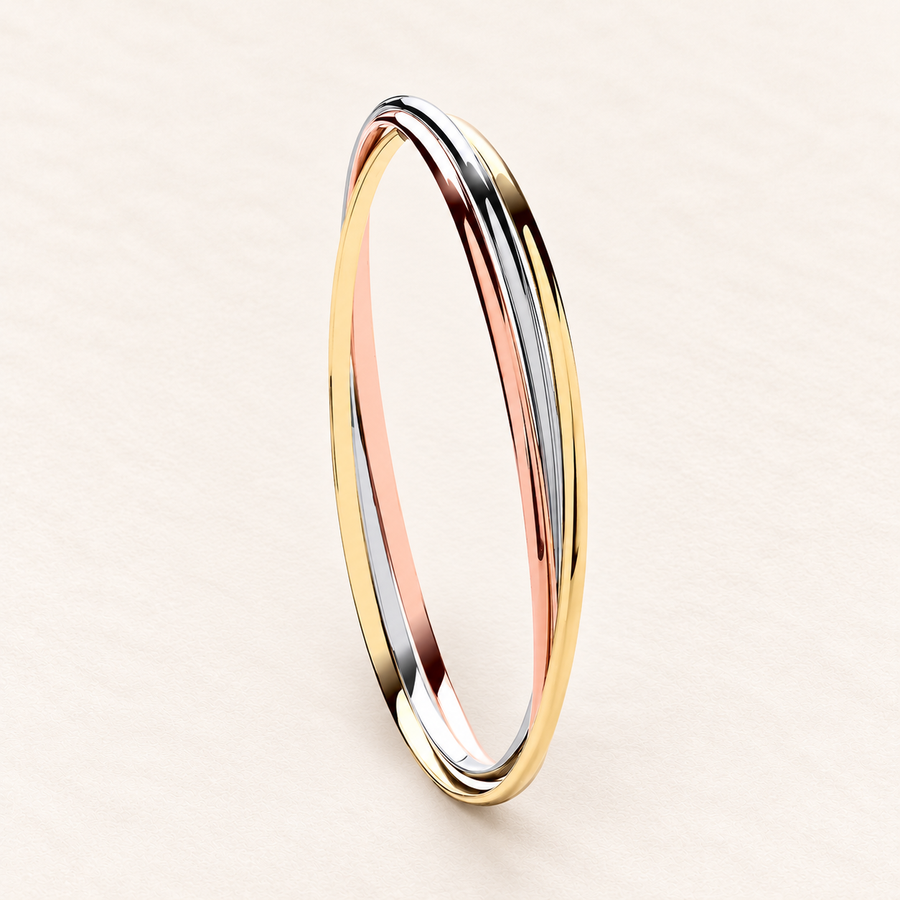 Jonc Trois Anneaux — or 9 carats tricolore