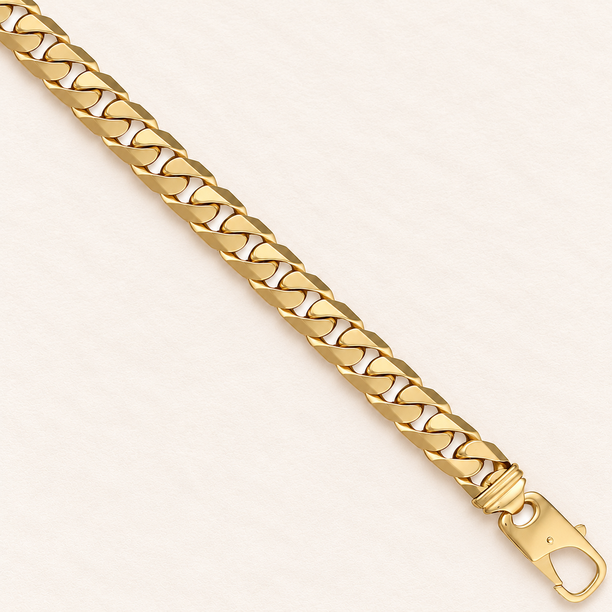 Bracelet Gourmette Polie — or jaune 9 carats, 12 mm