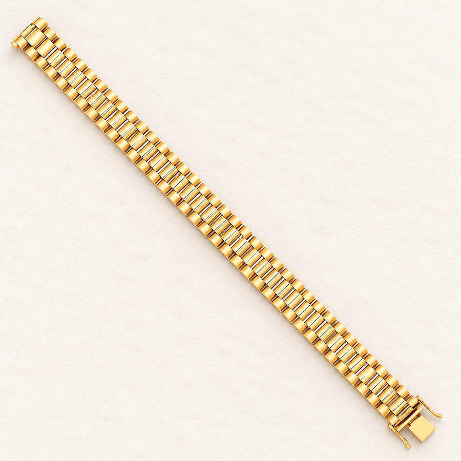 Bracelet Maille Horlogère — or jaune 9 carats