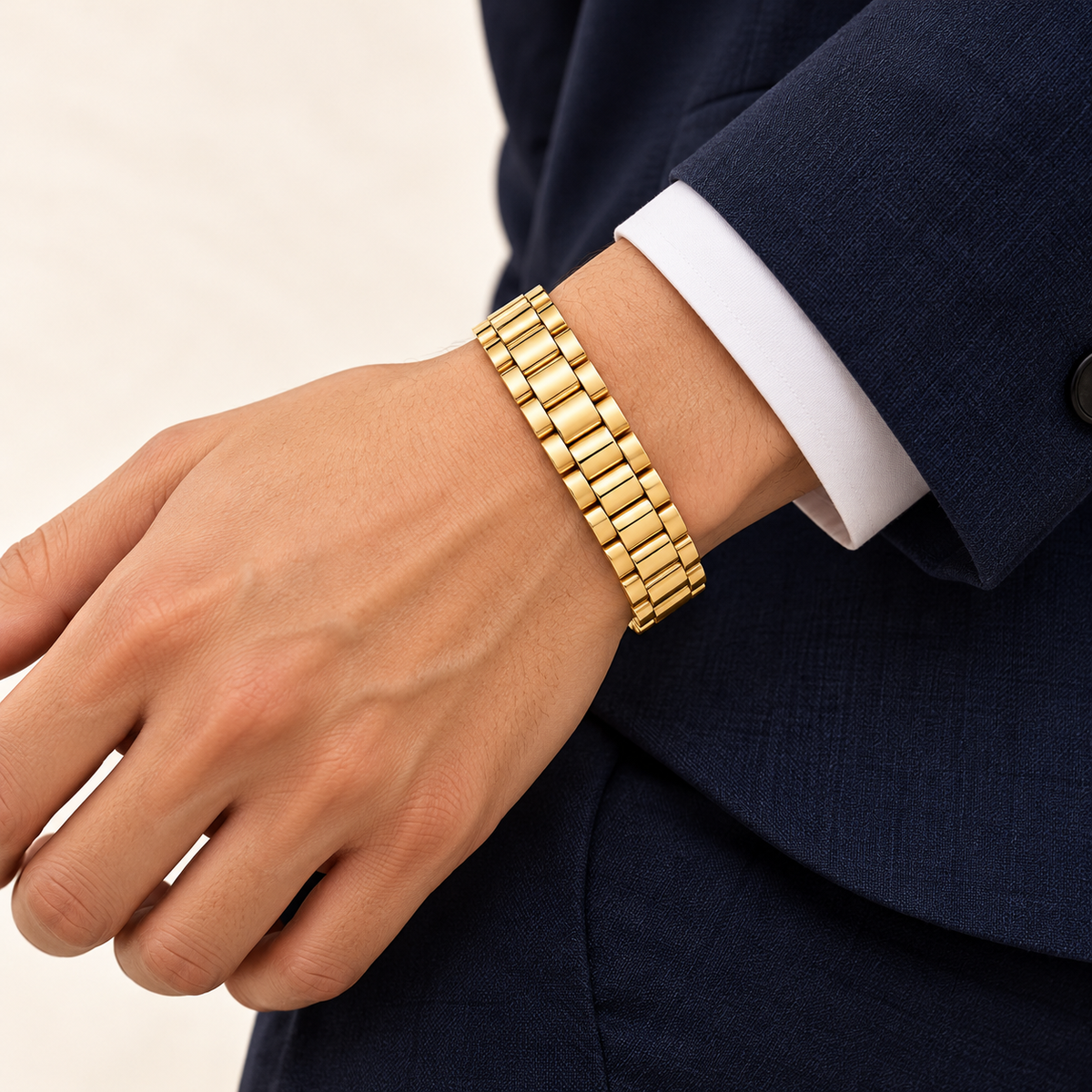 Bracelet Maille Horlogère — or jaune 9 carats