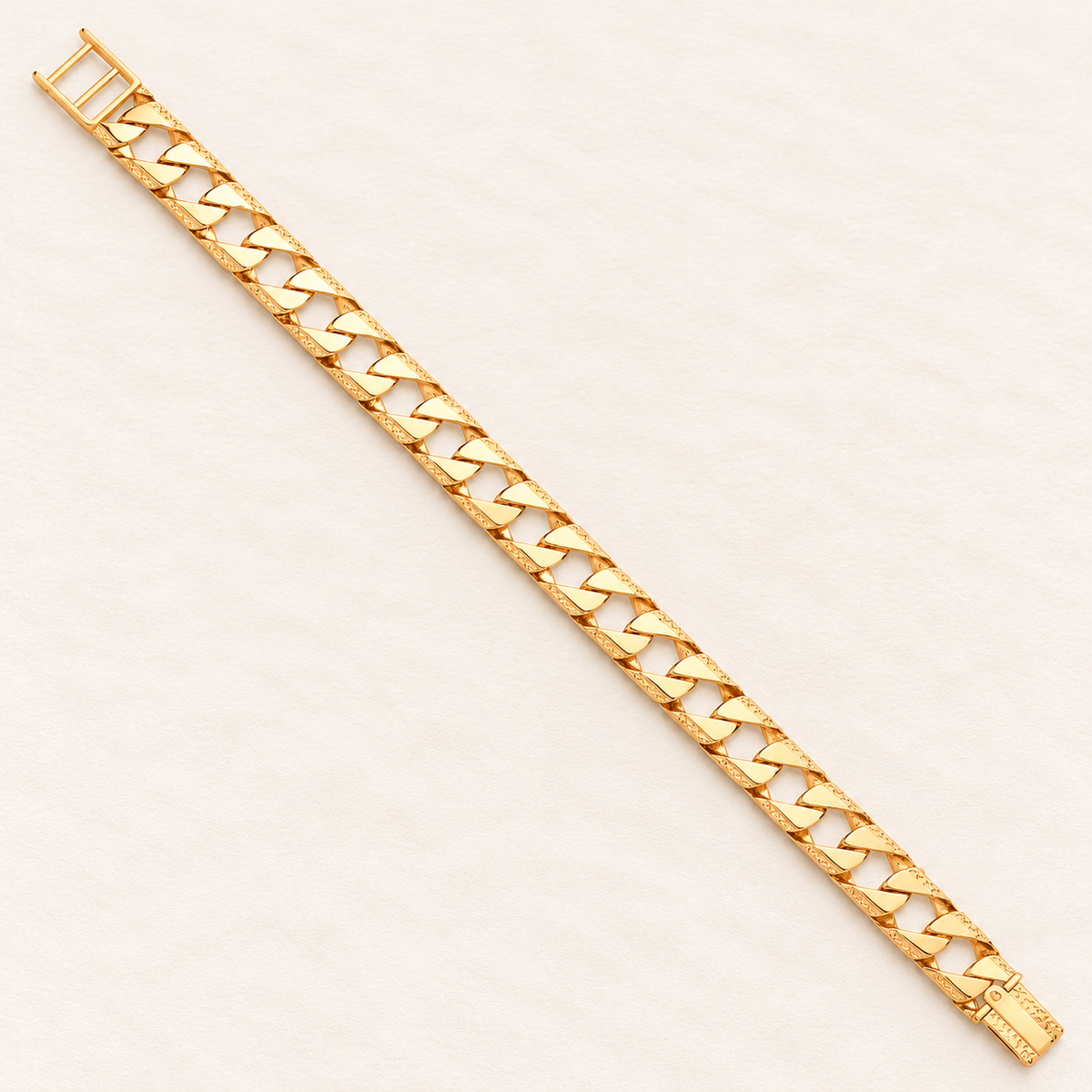 Bracelet Gourmette Gravée — or jaune 9 carats, 11 mm