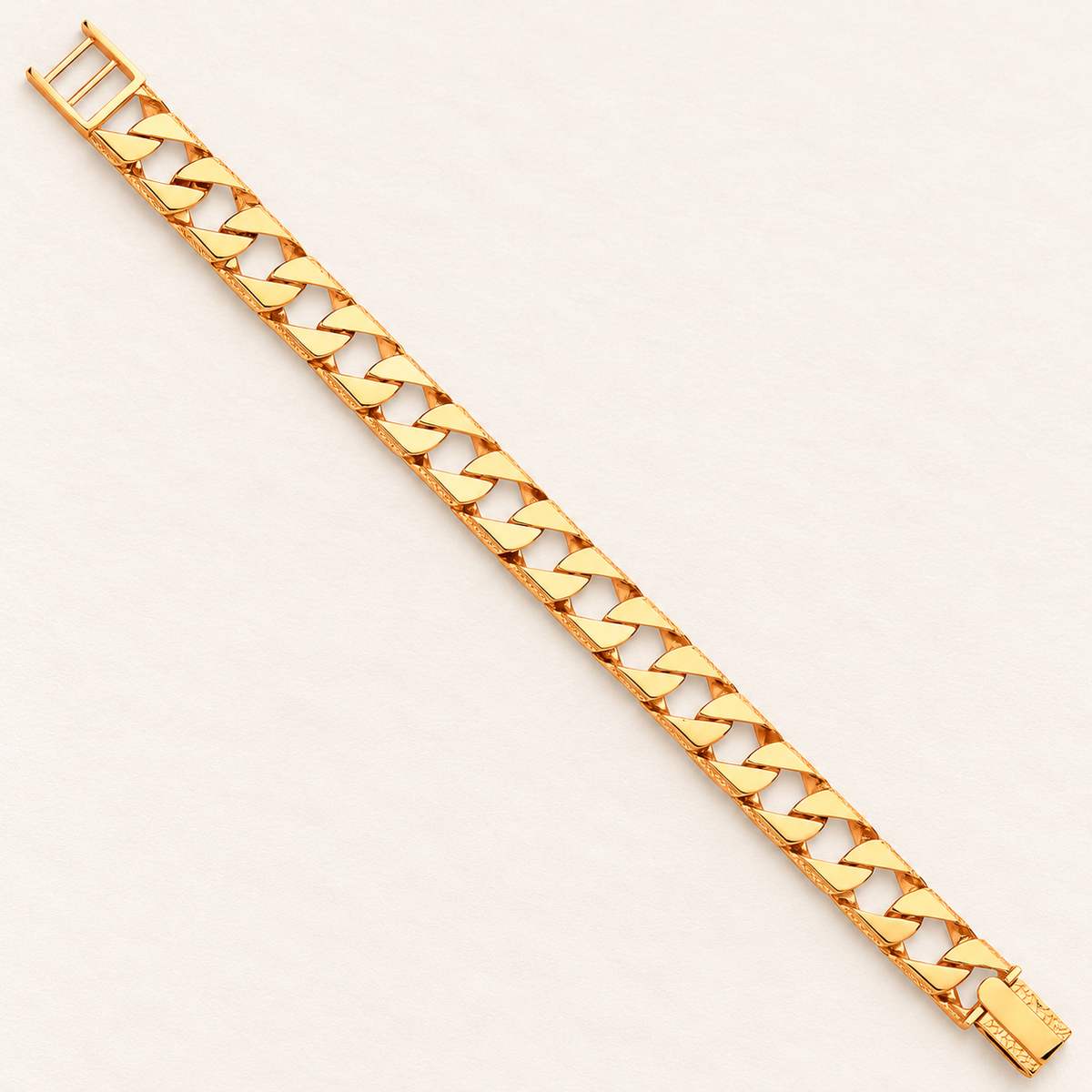 Bracelet Gourmette Facettée — or jaune 9 carats, 12 mm