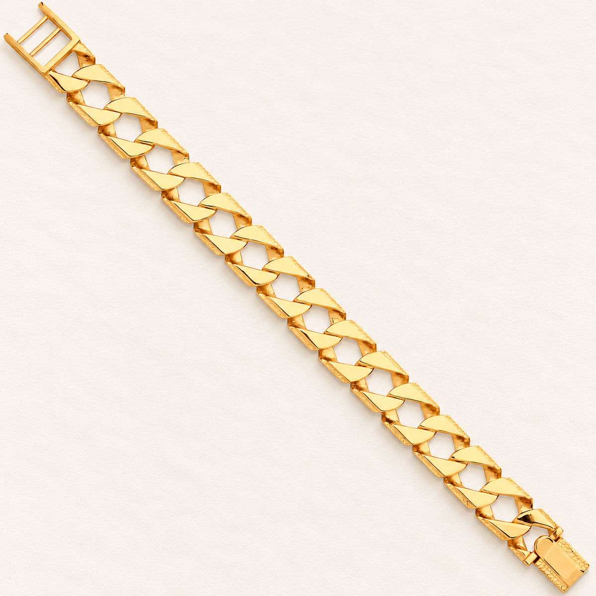Bracelet Gourmette Gravée — or jaune 9 carats, 16 mm