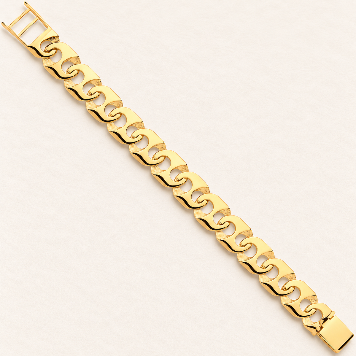 Bracelet Maillons Satinés — or jaune 9 carats, 16 mm