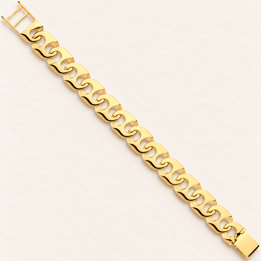 Bracelet Maillons Satinés — or jaune 9 carats, 16 mm