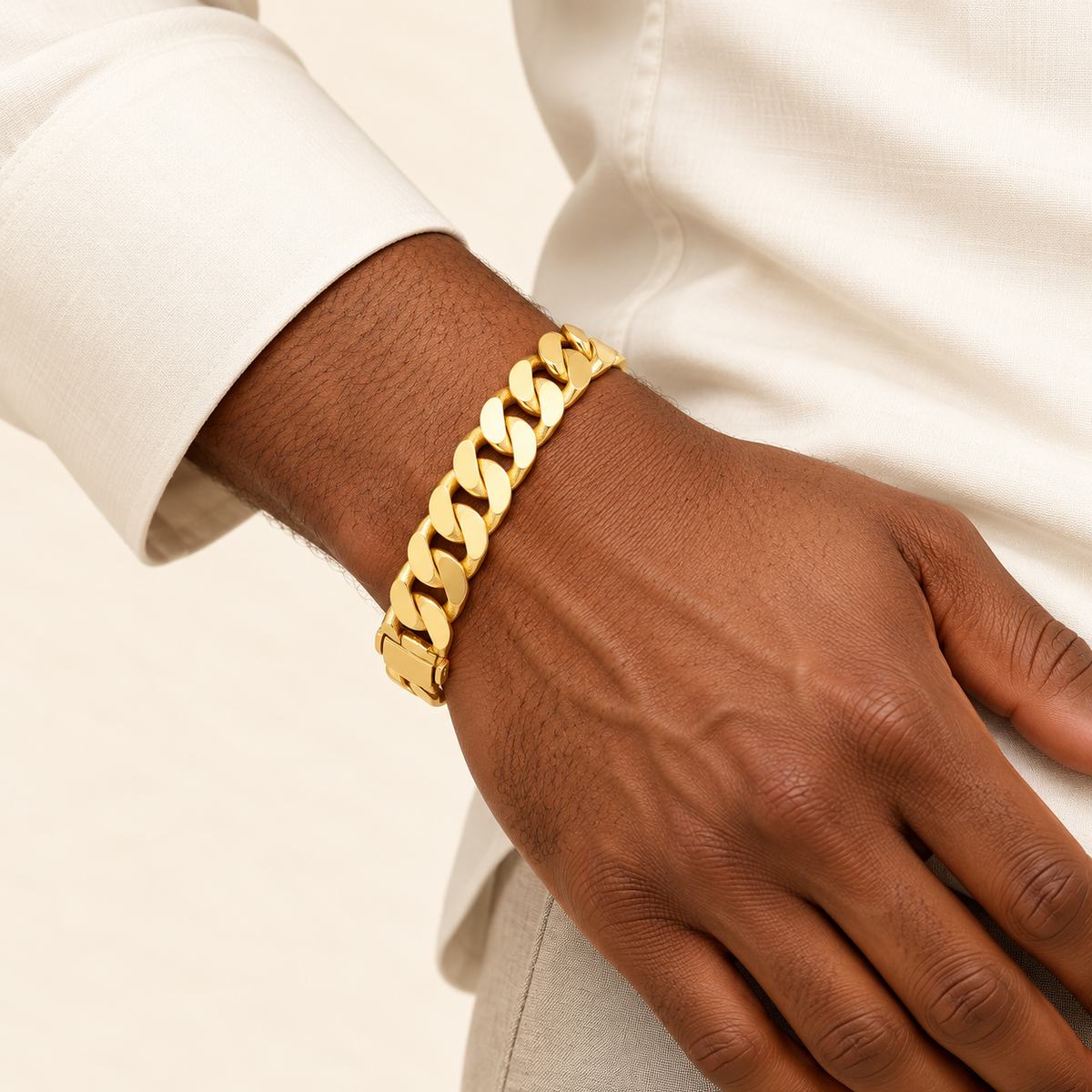Bracelet Maillons Satinés — or jaune 9 carats, 16 mm