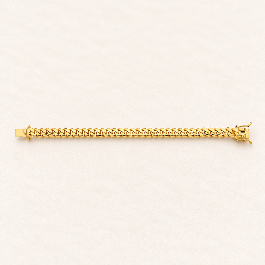 Bracelet Gourmette Signature — or jaune 9 carats, 10 mm