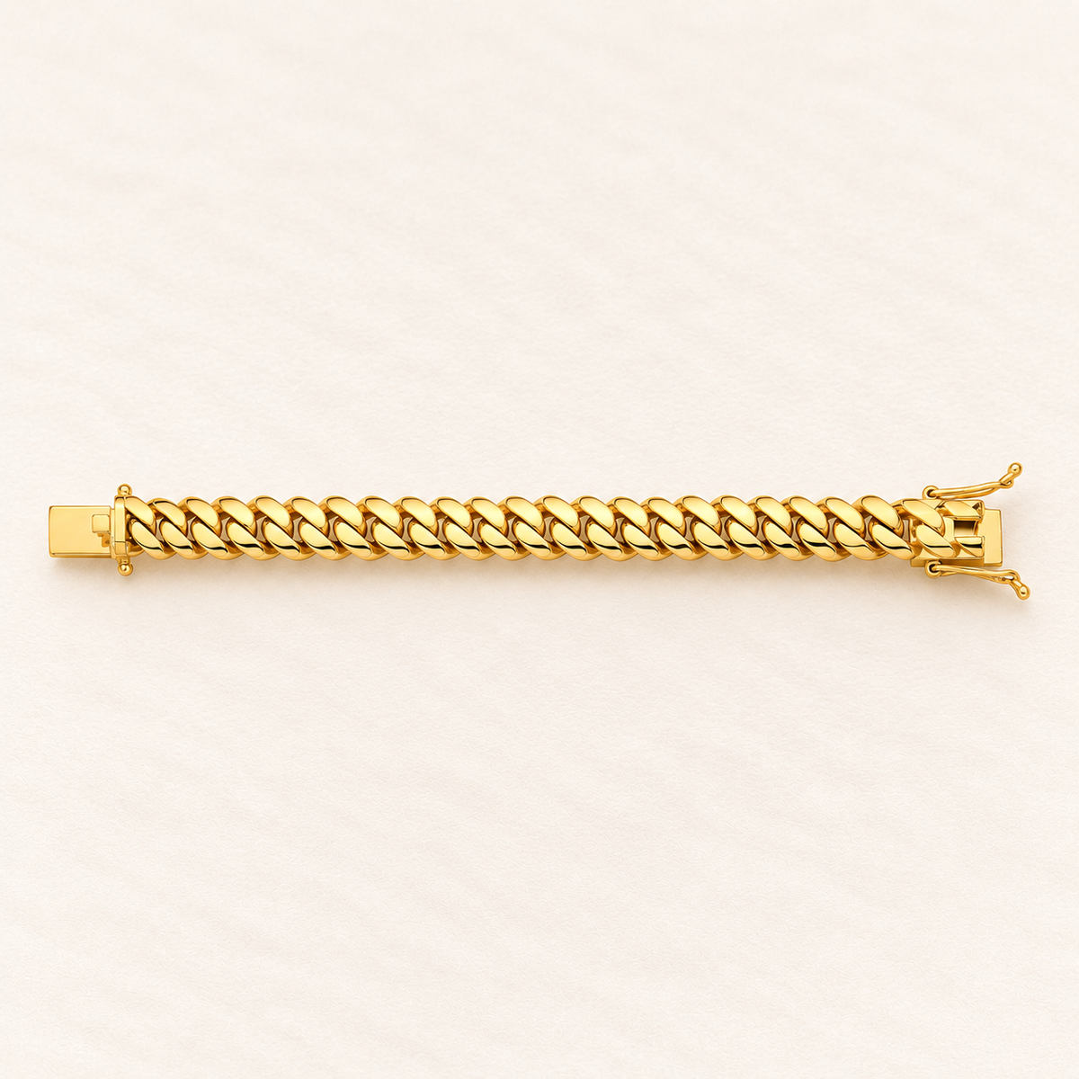 Bracelet Gourmette Signature — or jaune 9 carats, 14 mm