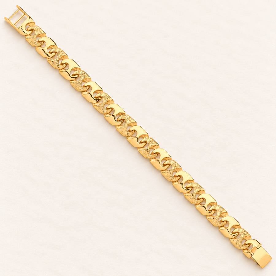 Bracelet Maillons Sculptés — or jaune 9 carats, 12 mm