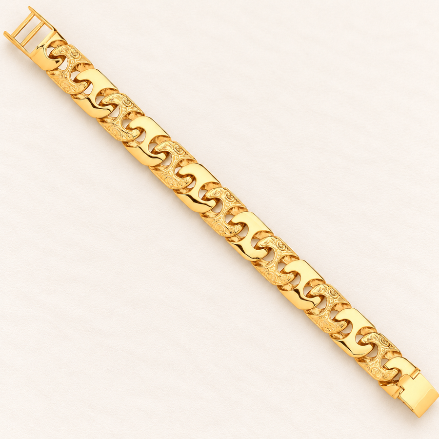Bracelet Maillons Sculptés — or jaune 9 carats, 16 mm