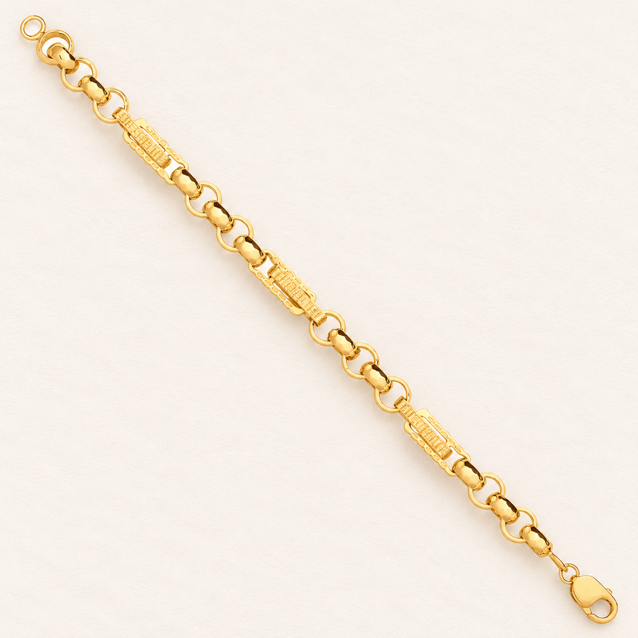 Bracelet Belcher Gravé — or jaune 9 carats