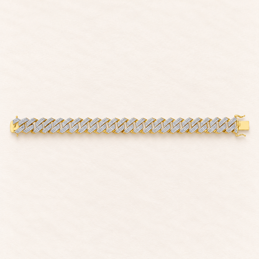 Bracelet Gourmette Pavée — or jaune 9 carats et oxydes de zirconium