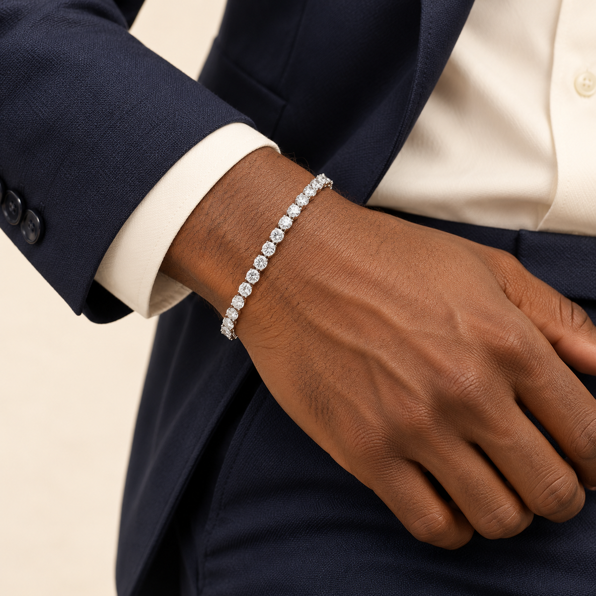 Bracelet Rivière — or blanc 18 carats et diamants 5,00 ct