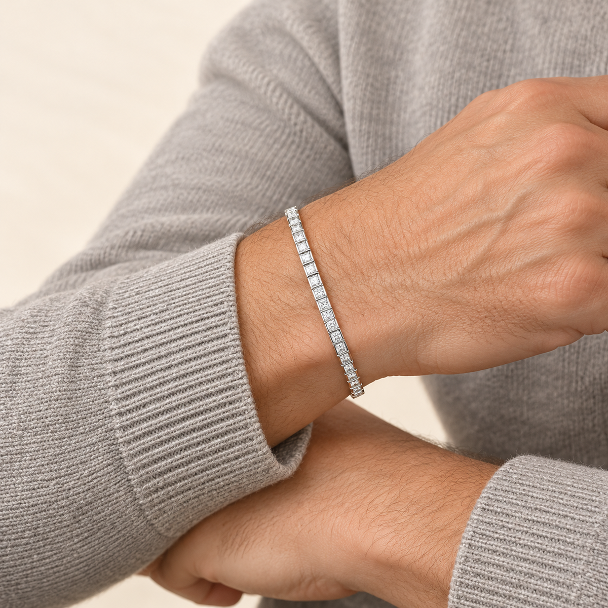 Bracelet Rivière — or blanc 18 carats et diamants 3,00 ct