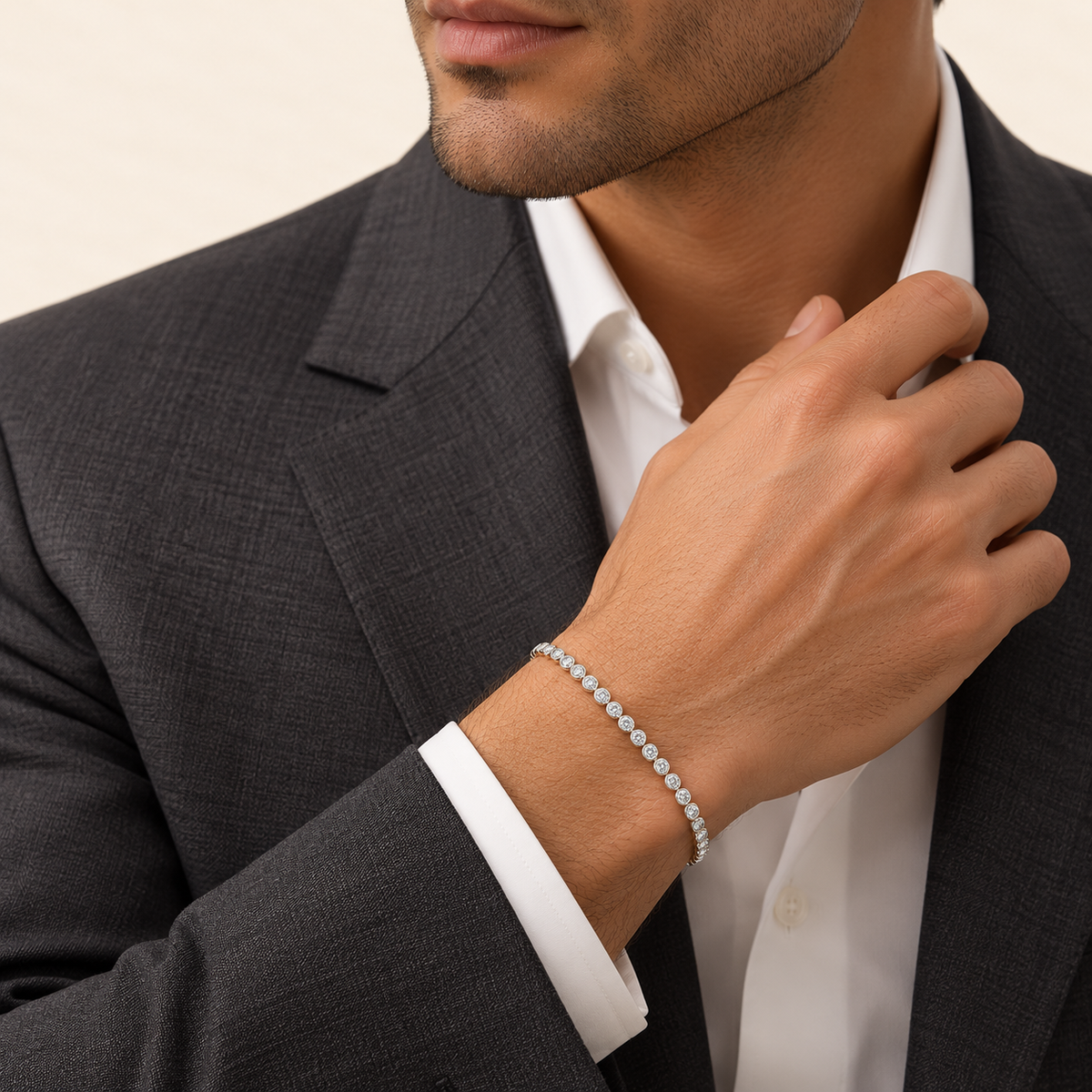 Bracelet Rivière — or blanc 9 carats et diamants 0,55 ct