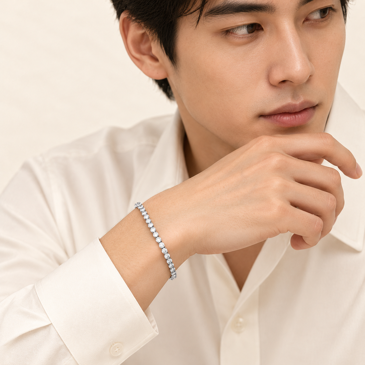 Bracelet Rivière — or blanc 18 carats et diamants 4,00 ct