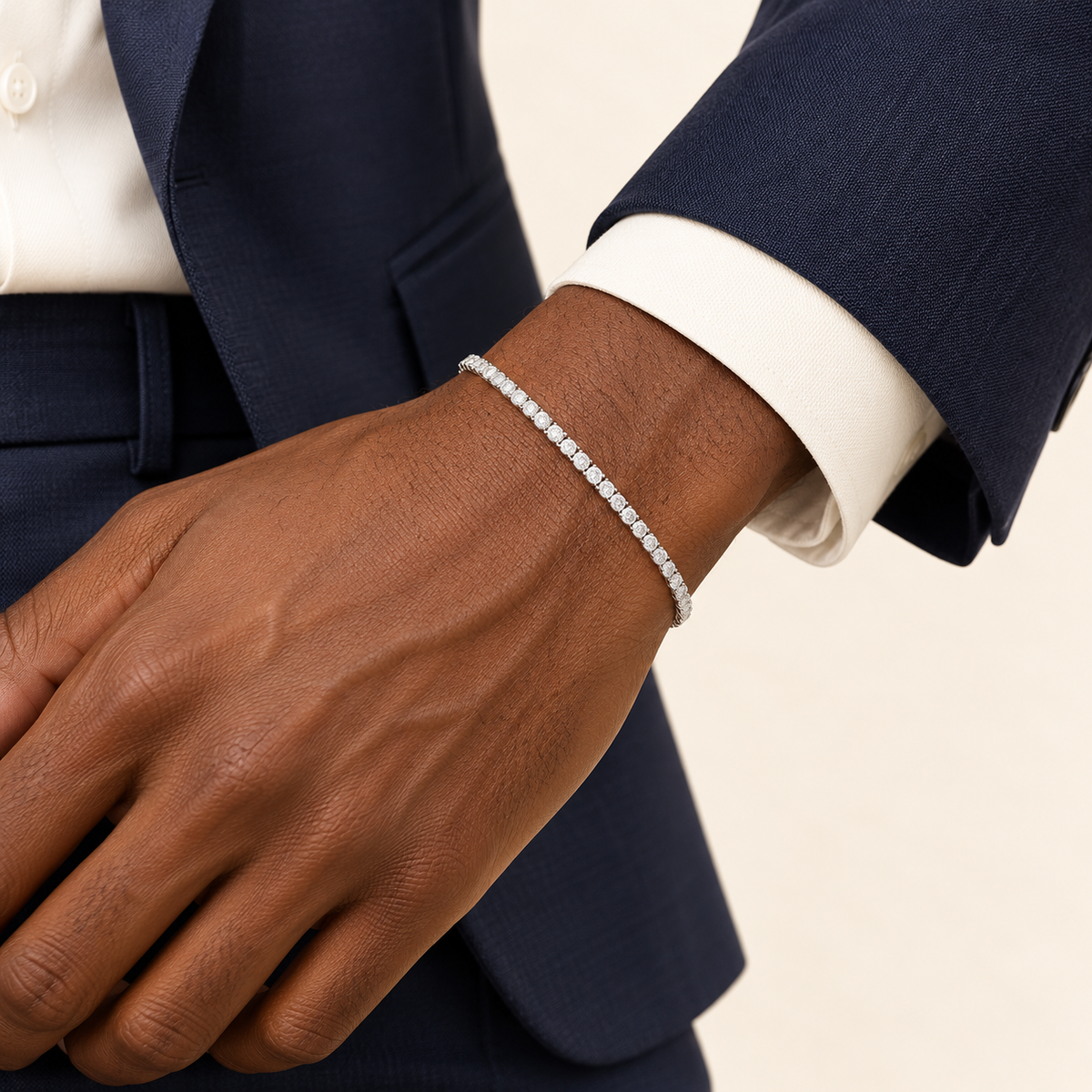 Bracelet Rivière — or blanc 9 carats et diamants 0,25 ct
