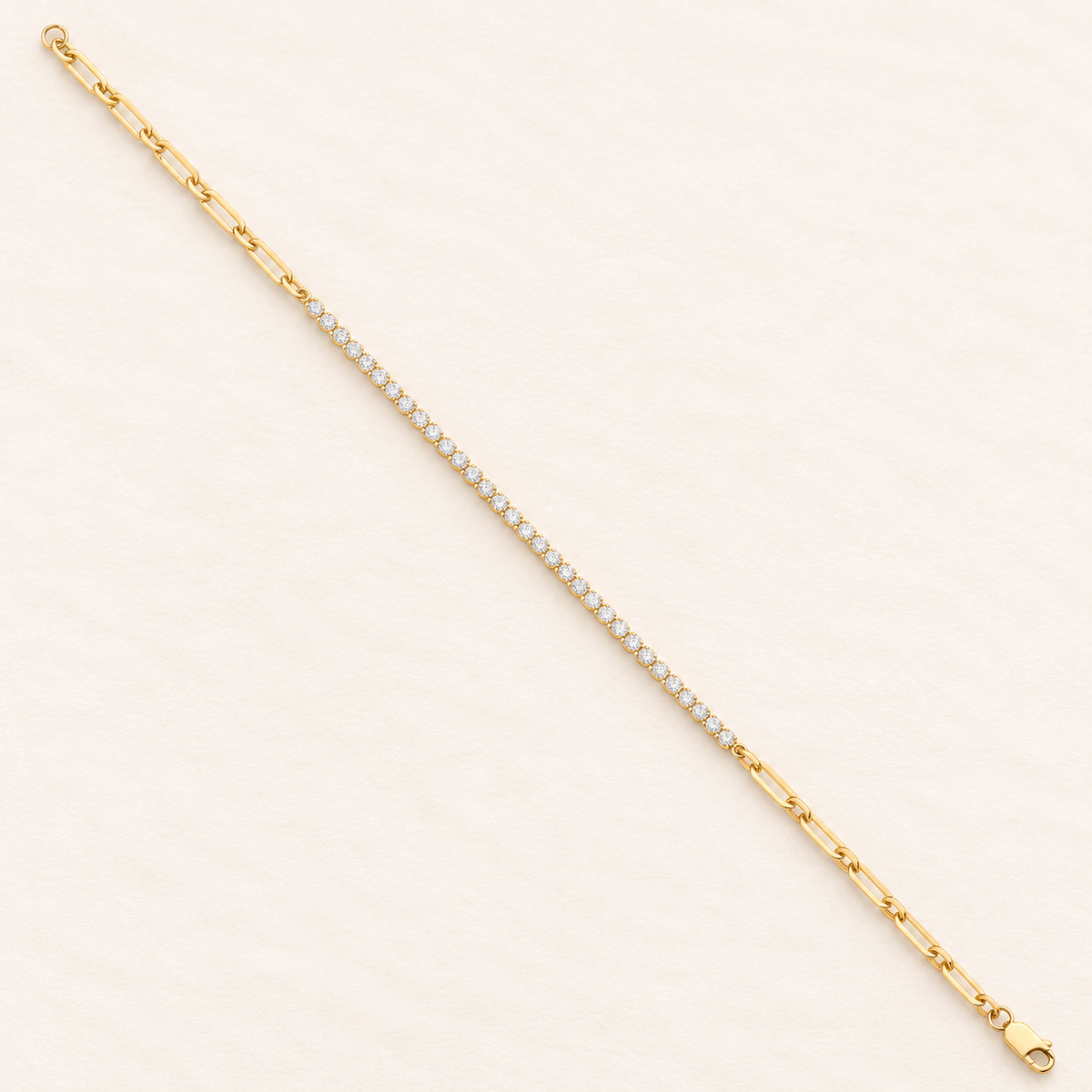 Bracelet Maillons et Diamants — or jaune 18 carats et diamants 0,80 ct