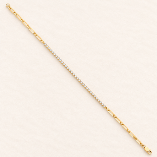 Bracelet Maillons et Diamants — or jaune 18 carats et diamants 0,80 ct