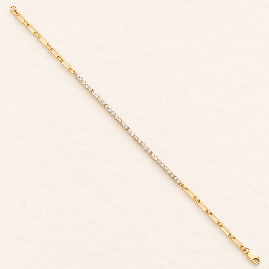 Bracelet Maillons et Diamants — or jaune 18 carats et diamants 0,80 ct
