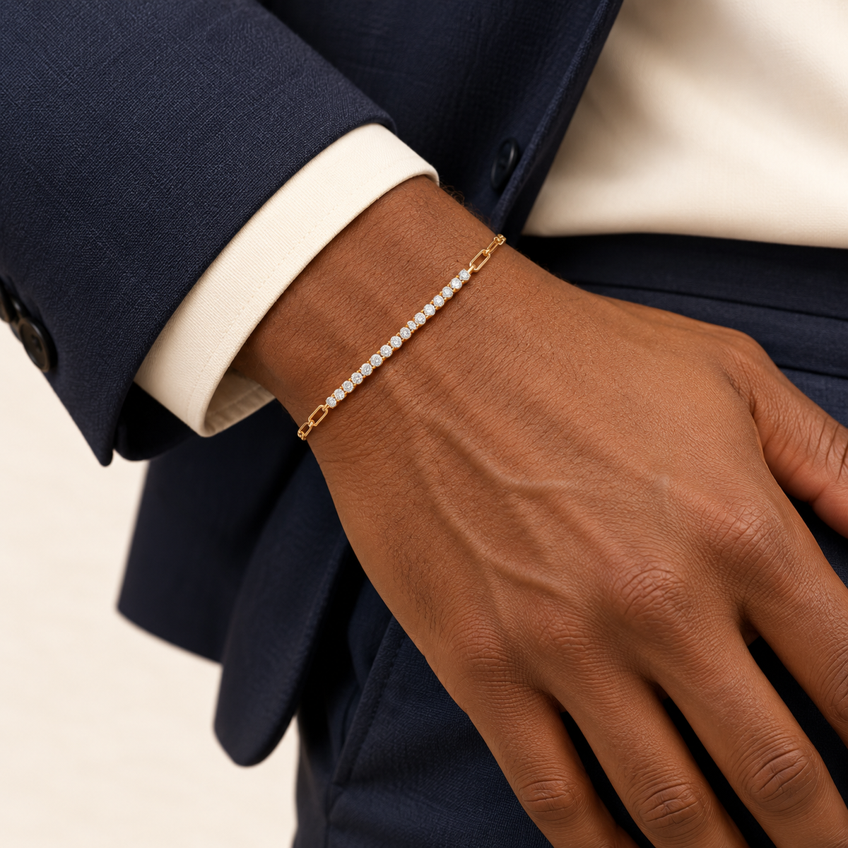 Bracelet Maillons et Diamants — or jaune 18 carats et diamants 0,80 ct
