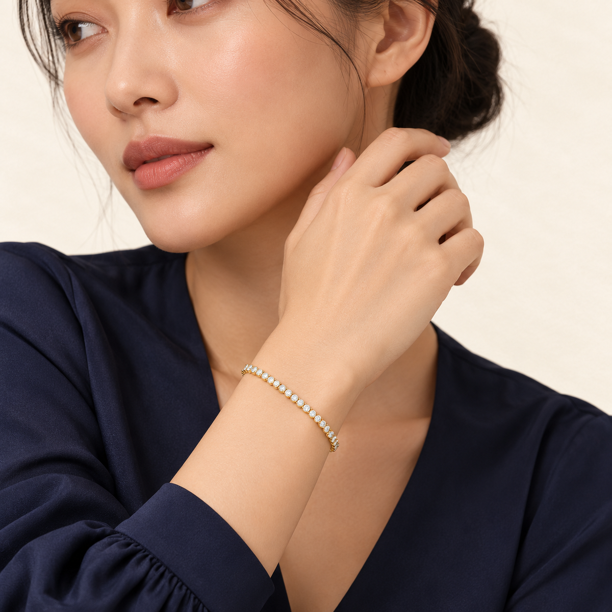 Bracelet Rivière — or jaune 18 carats et diamants 4 ct