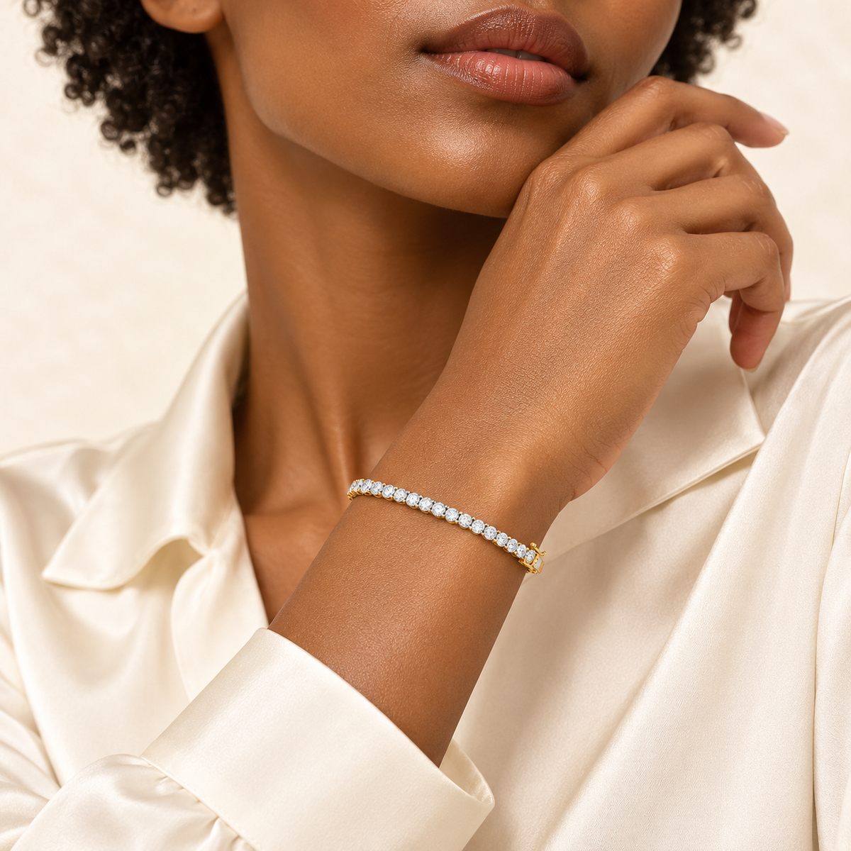 Bracelet Rivière — or jaune 18 carats et diamants 5 ct