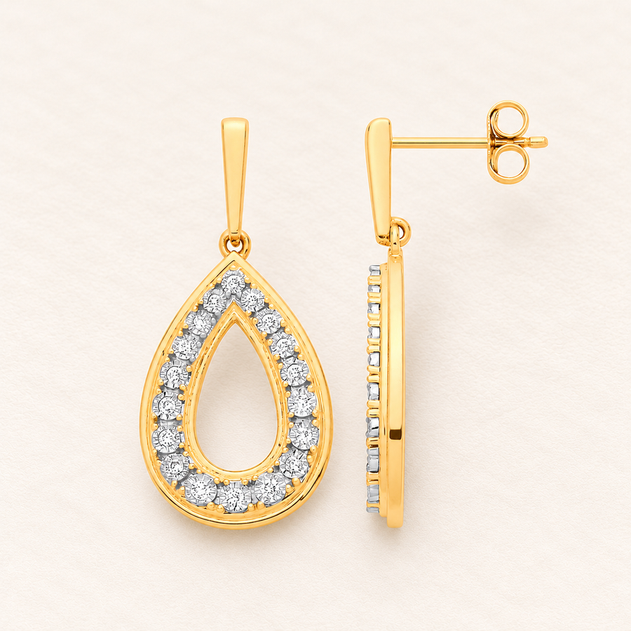 Drops of Light Earrings — 9ct yellow gold and diamonds 0.25 ct