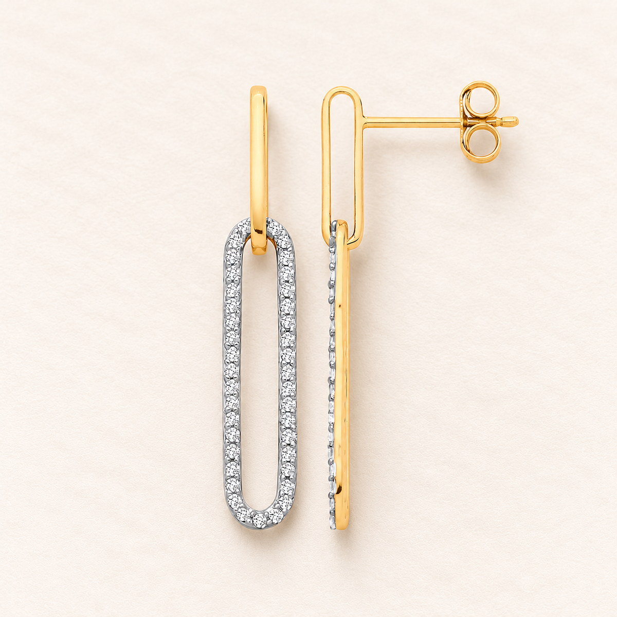 Boucles d’oreilles Maillons de Lumière — or jaune 9 carats et diamants 0,40 ct