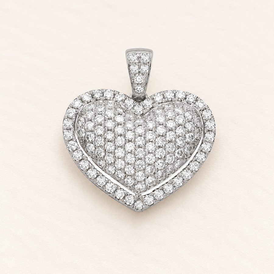 Pavé Heart Pendant — 18ct white gold and diamonds 2 ct