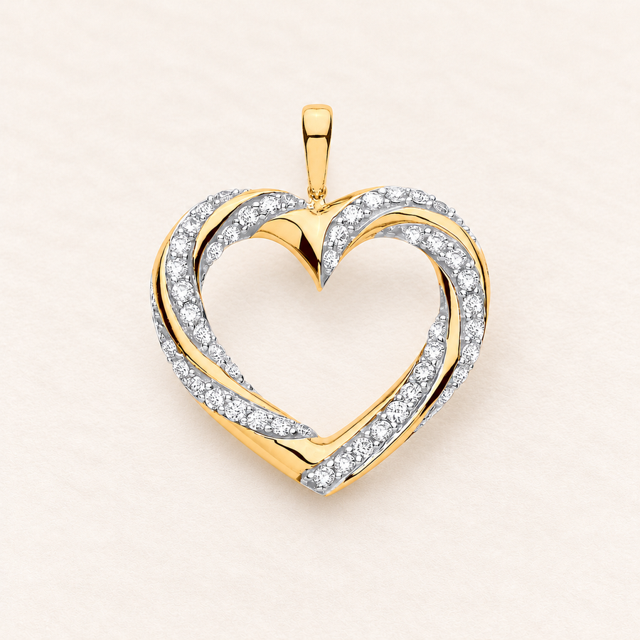 Interlaced Heart Pendant — 9ct yellow gold and diamonds 0.50 ct