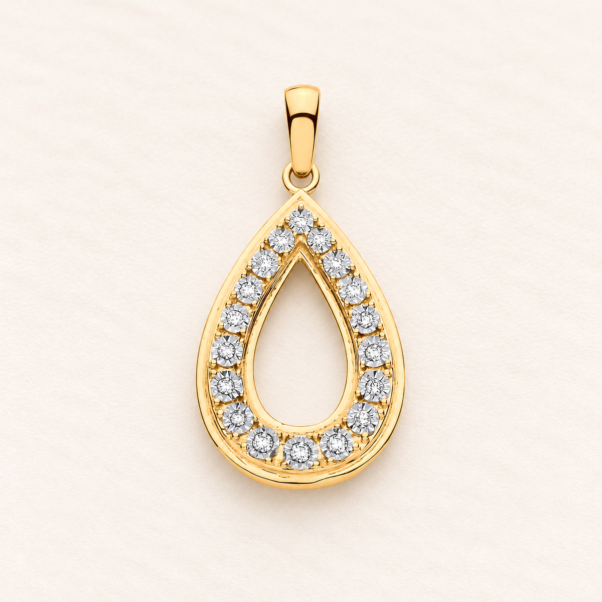 Pendentif Goutte de Lumière — or jaune 9 carats et diamants 0,16 ct