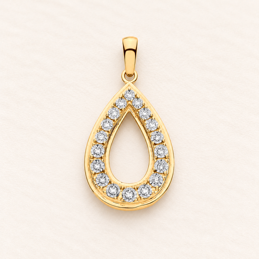 Drop of Light Pendant — 9ct yellow gold and diamonds 0.16 ct