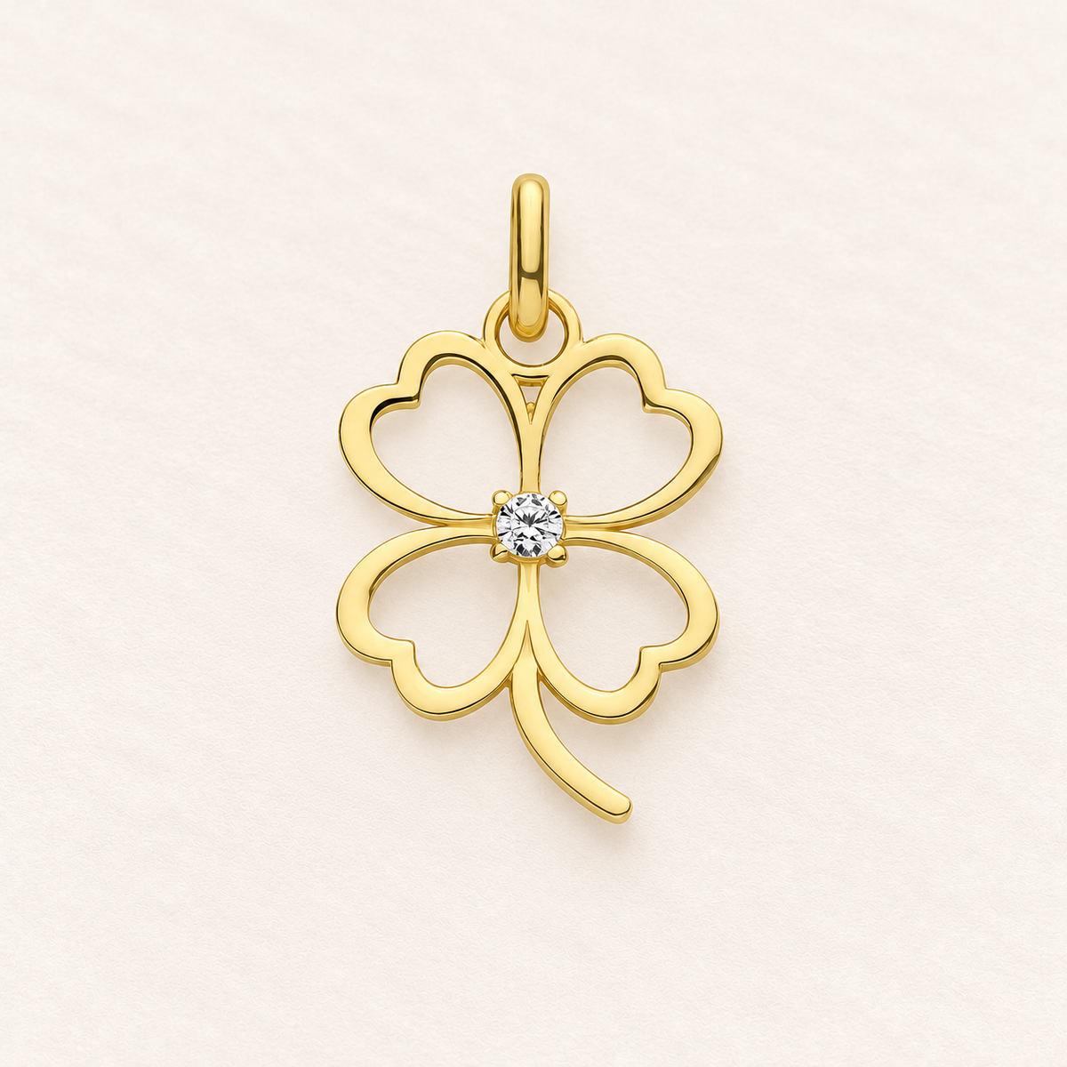 Pendentif Trèfle — or jaune 9 carats et oxyde de zirconium