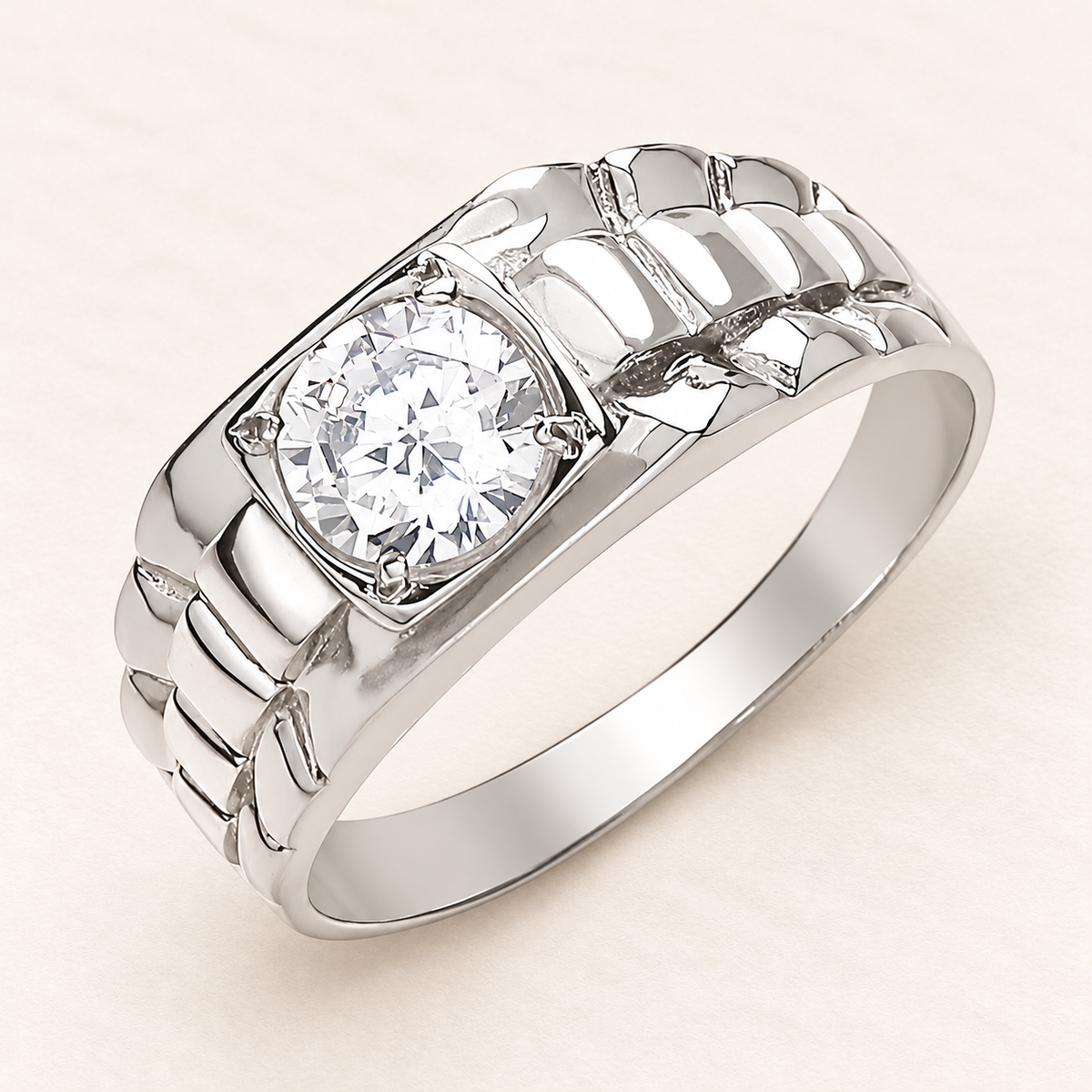 Bague Éclat Carré — or blanc 9 carats