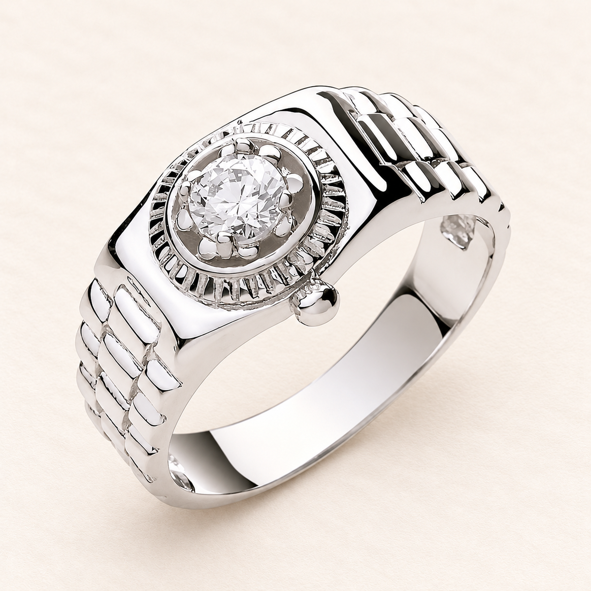 Bague Cadran — or blanc 9 carats