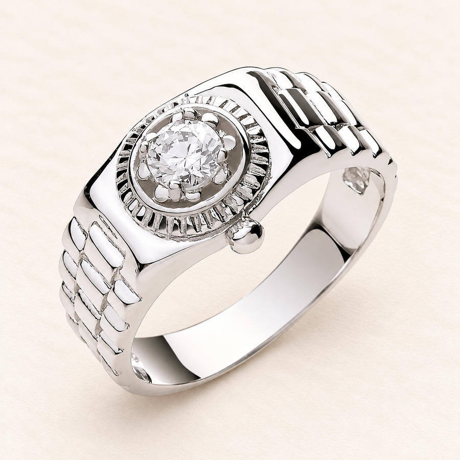 Bague Cadran — or blanc 9 carats