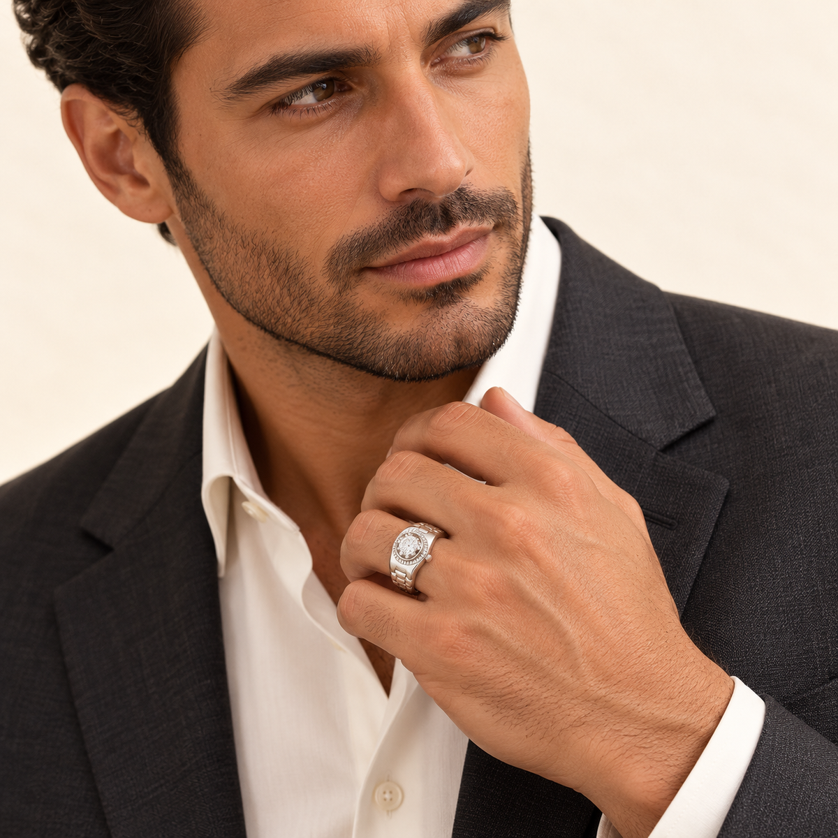 Bague Cadran — or blanc 9 carats