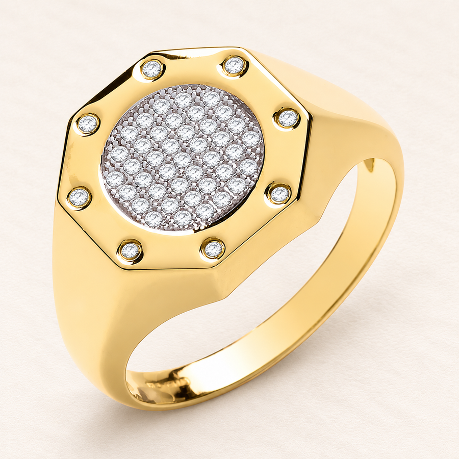 Chevalière Octogonale — or jaune 9 carats