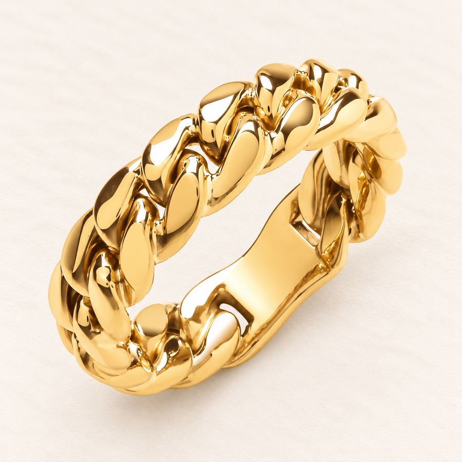 Bague Maille Gourmette — or jaune 9 carats