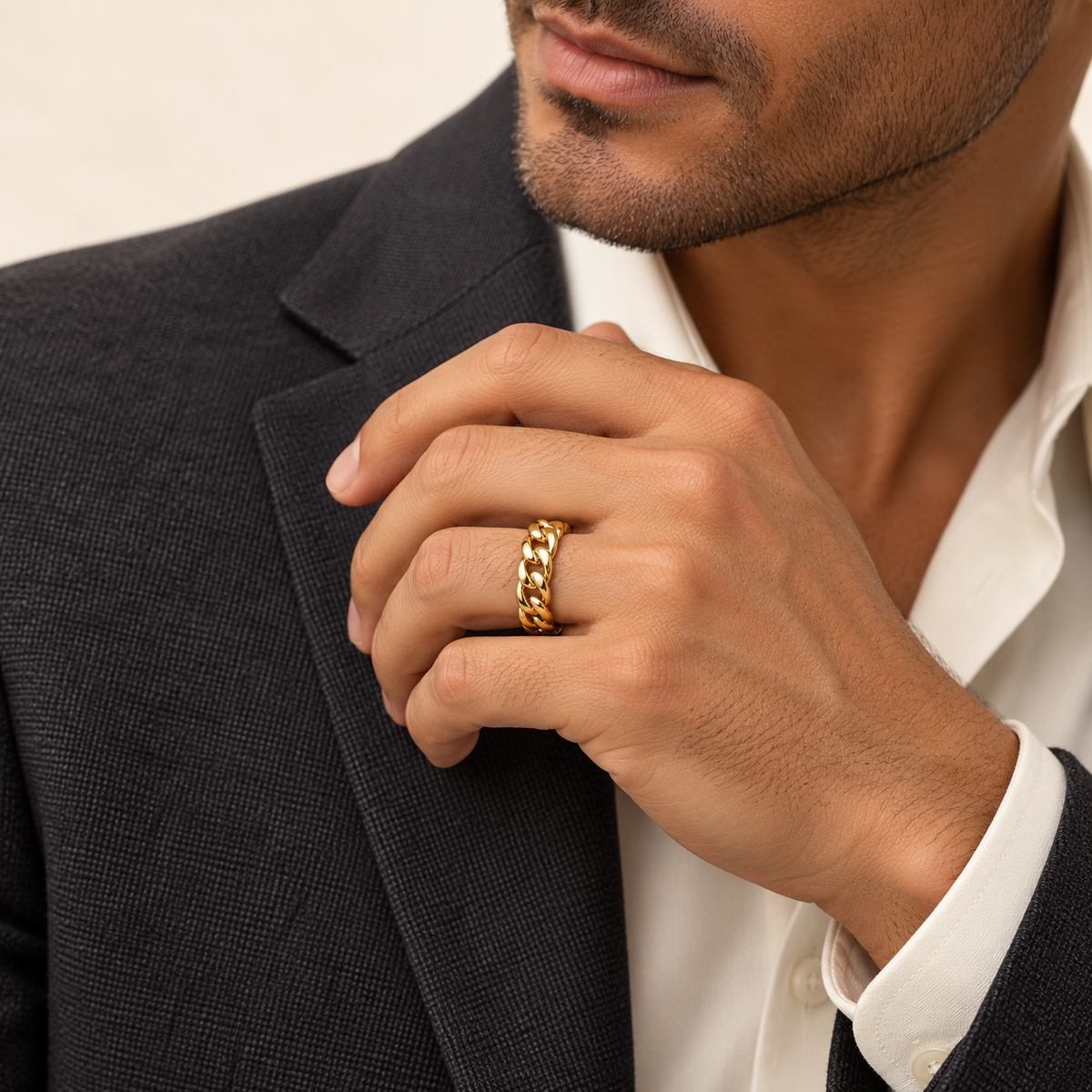 Bague Maille Gourmette — or jaune 9 carats