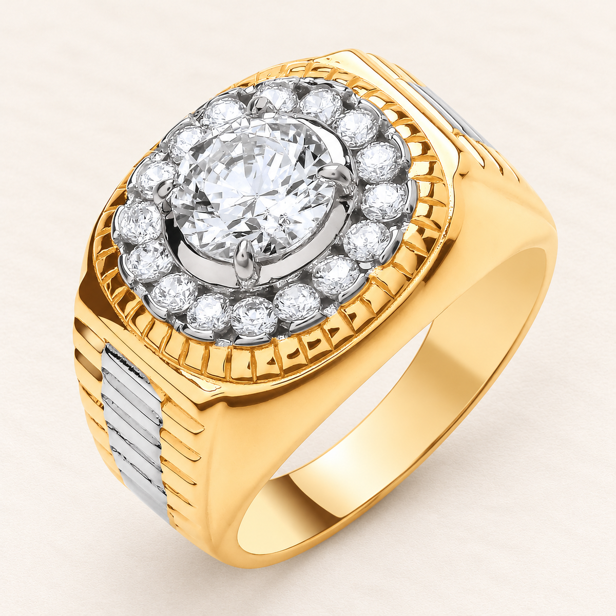 Chevalière Halo Classique — or jaune 9 carats
