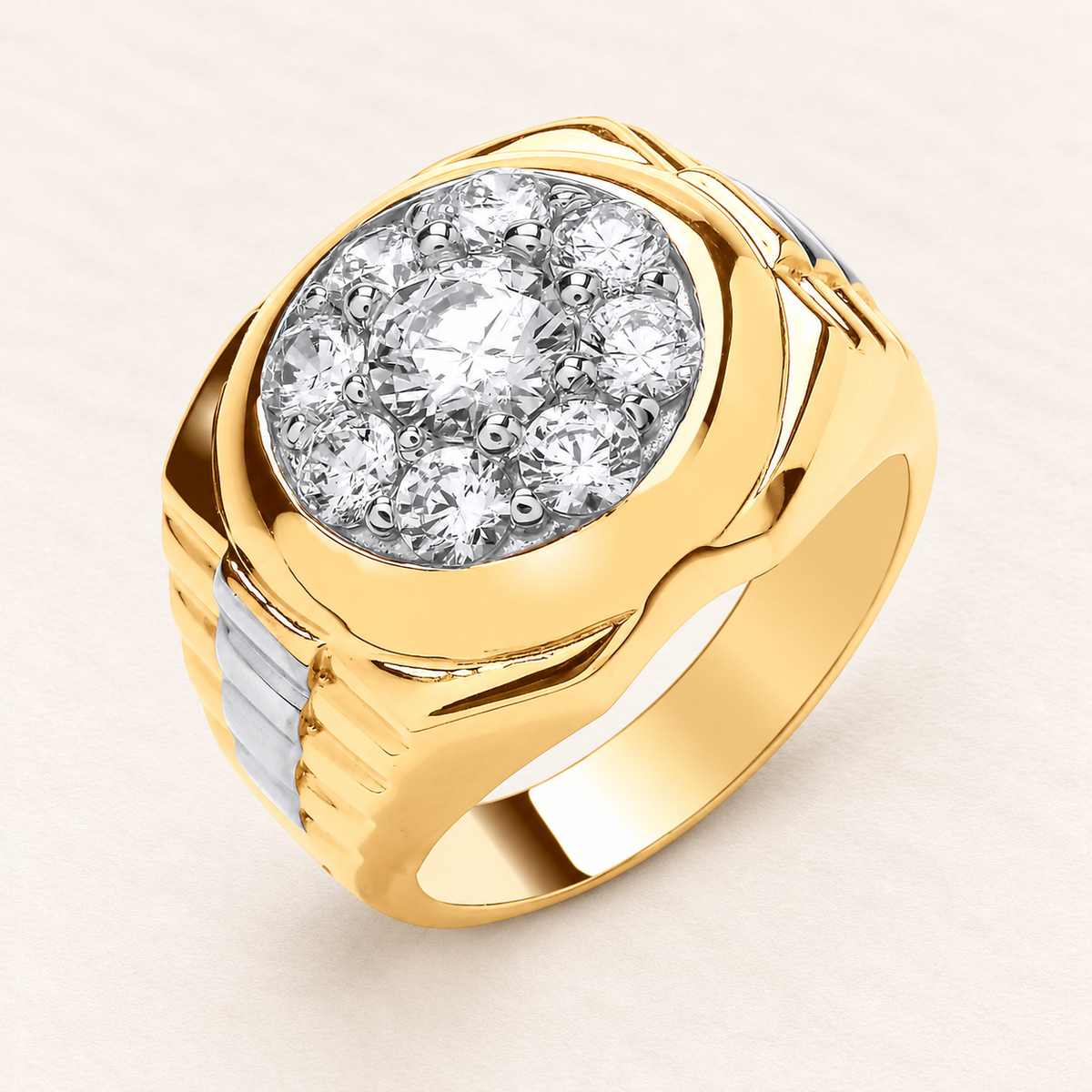 Halo Signet Ring — 9ct yellow gold and cubic zirconia