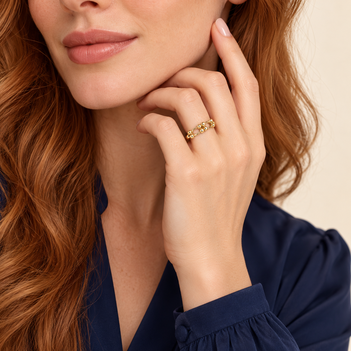 Bague Maillons Perlés — or jaune 9 carats