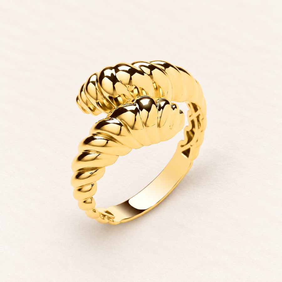 Bague Volutes Côtelées — or jaune 9 carats