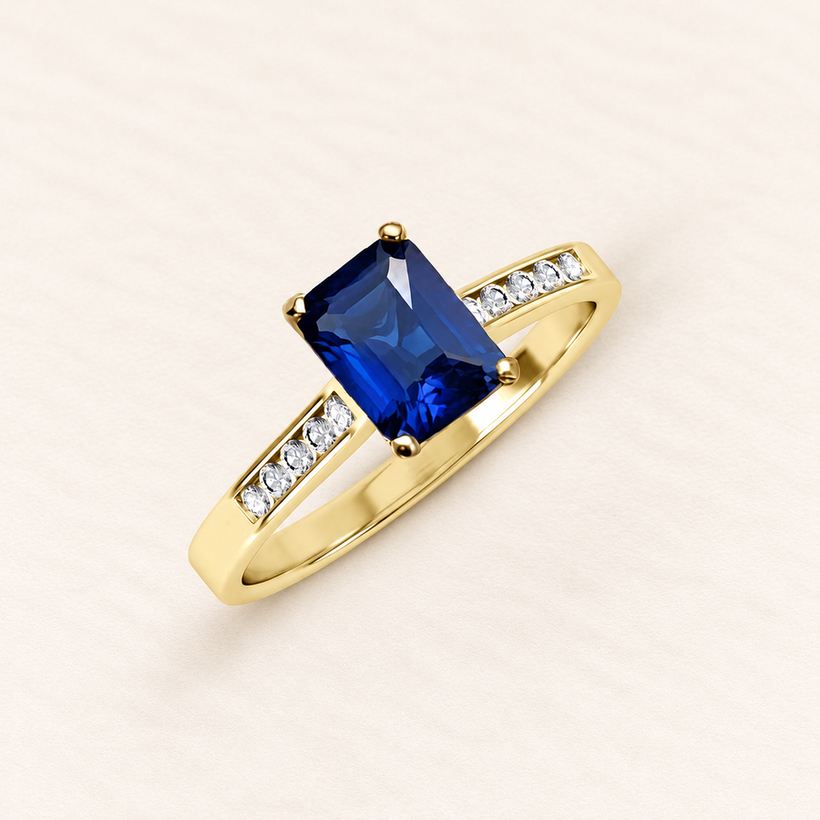 Bague Éclat Bleu — or jaune 9 carats et oxyde de zirconium