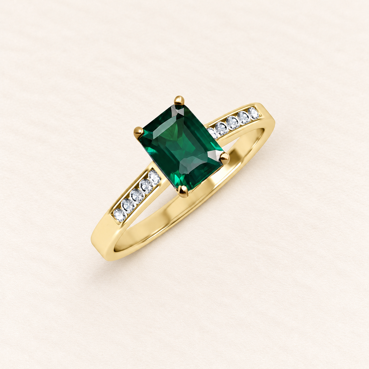 Bague Éclat Vert — or jaune 9 carats et oxyde de zirconium