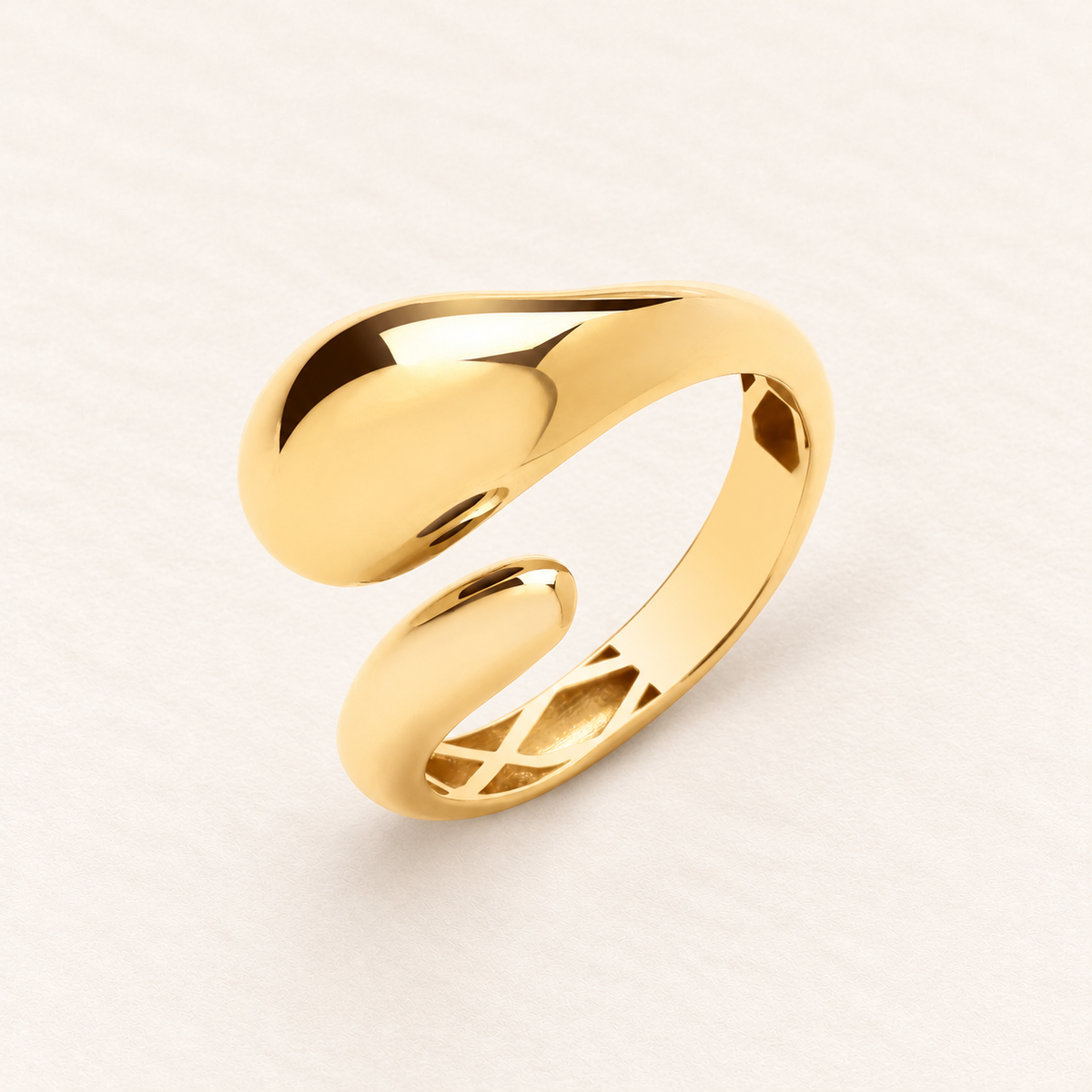 Bague Gouttes Croisées — or jaune 9 carats