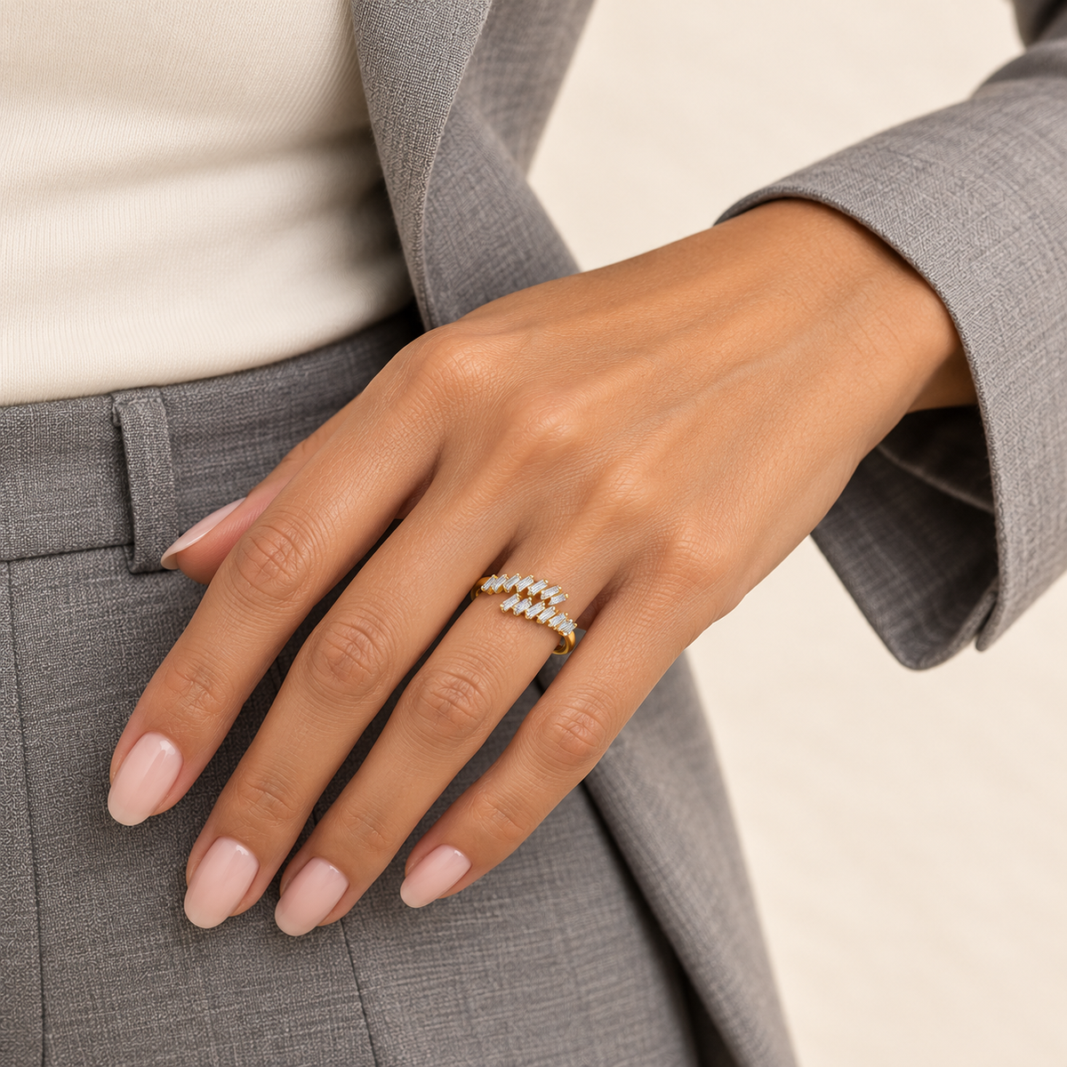 Bague Baguettes Croisées — or jaune 9 carats