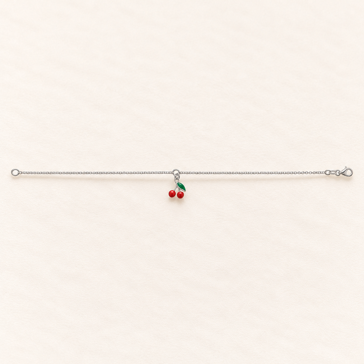 Cherries Anklet — silver and enamel